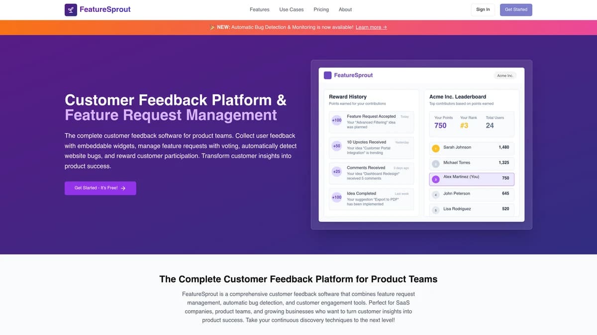 FeatureSprout screenshot