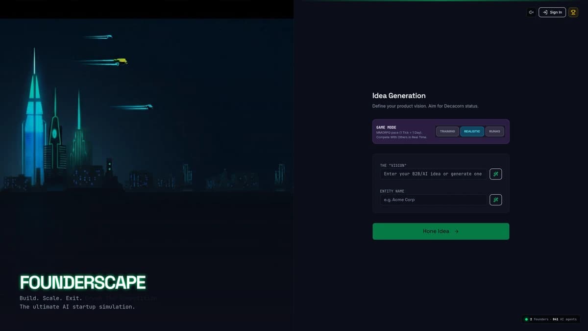 Founderscape screenshot