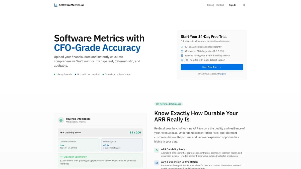 SoftwareMetrics.ai screenshot