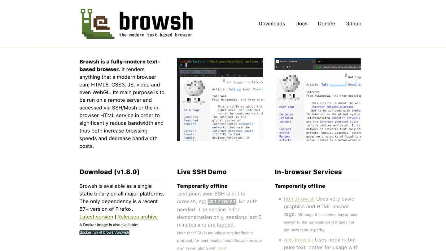 Browsh screenshot