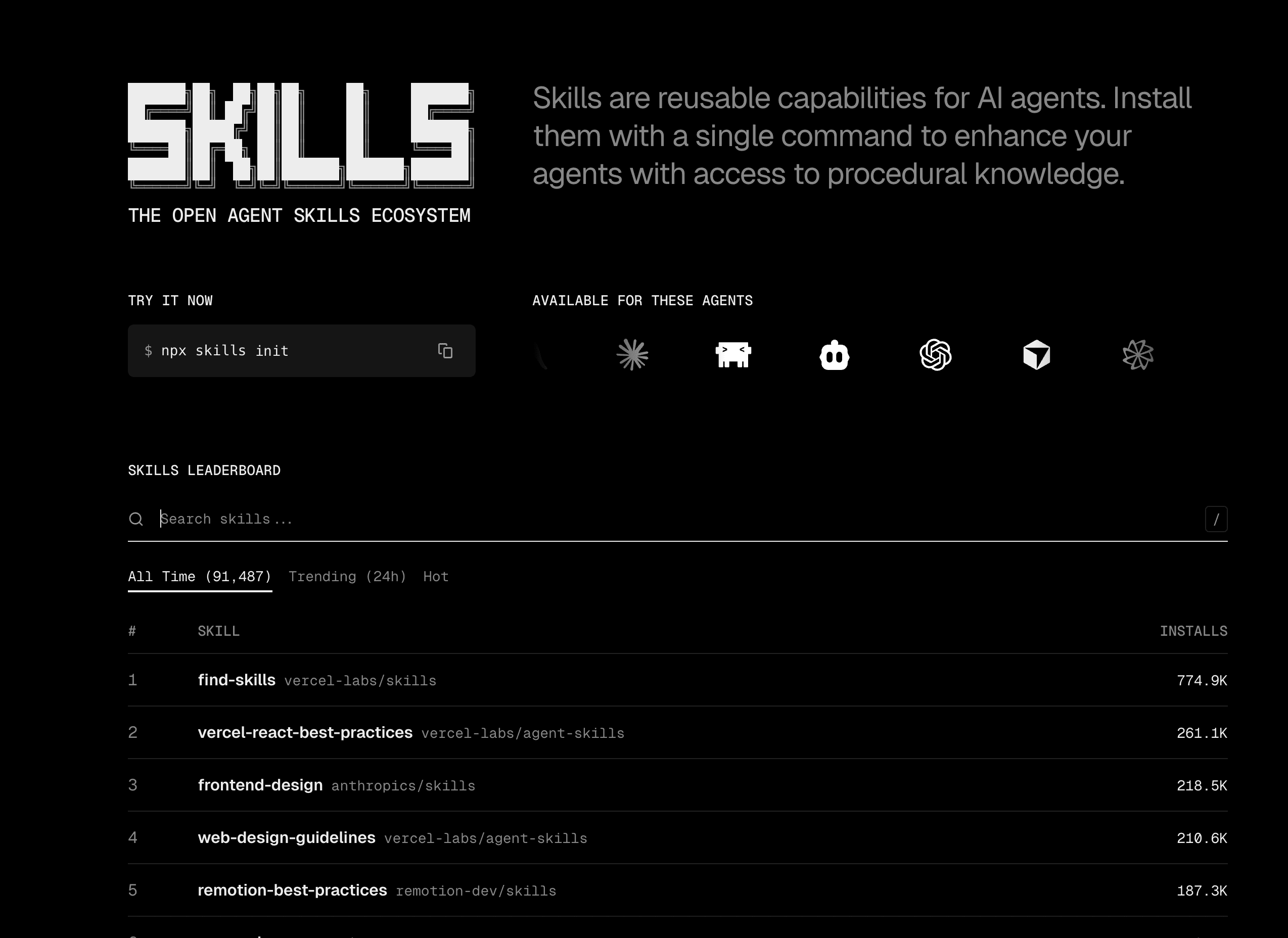 Skills.sh screenshot